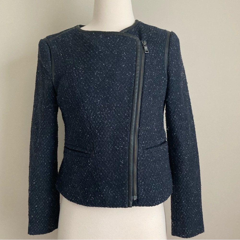 BOGO Ann Taylor Petite Blue Tweed Classy Jacket Blazer